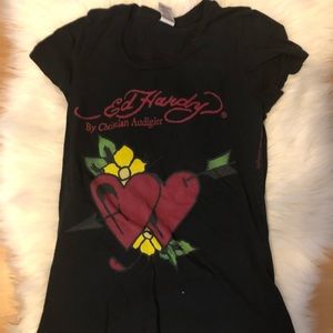 Ed Hardy Tshirt Size Xs Black with Hearts & Arrow